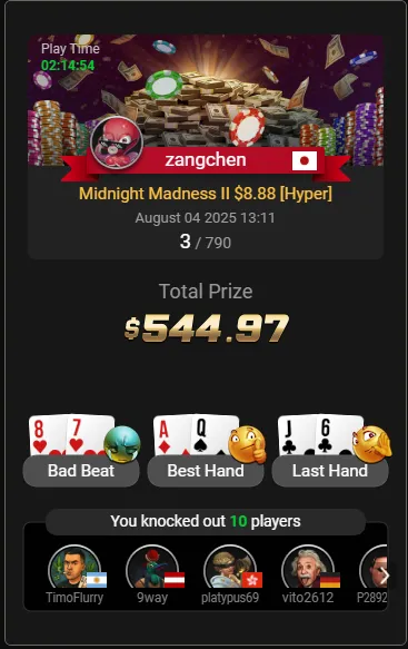 망고 Midnight Madness II $8.88 [Hyper] 3등 ㅜㅜ - 포커고수